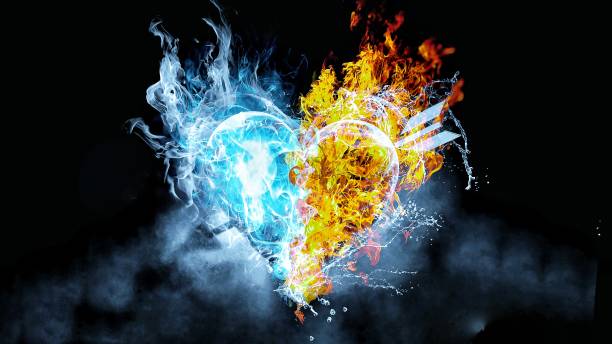 水のエレメントと日のエレメントで作るハート